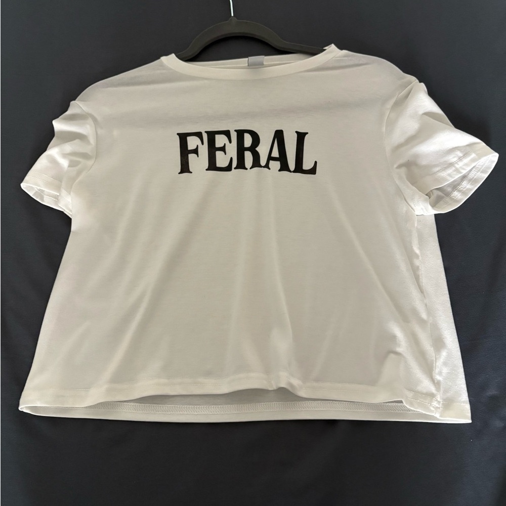 SHEIN White Feral Print Tee